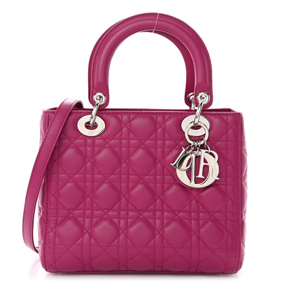 Christian Dior Lambskin Cannage Medium Lady Dior Fuchsia 1 of 9