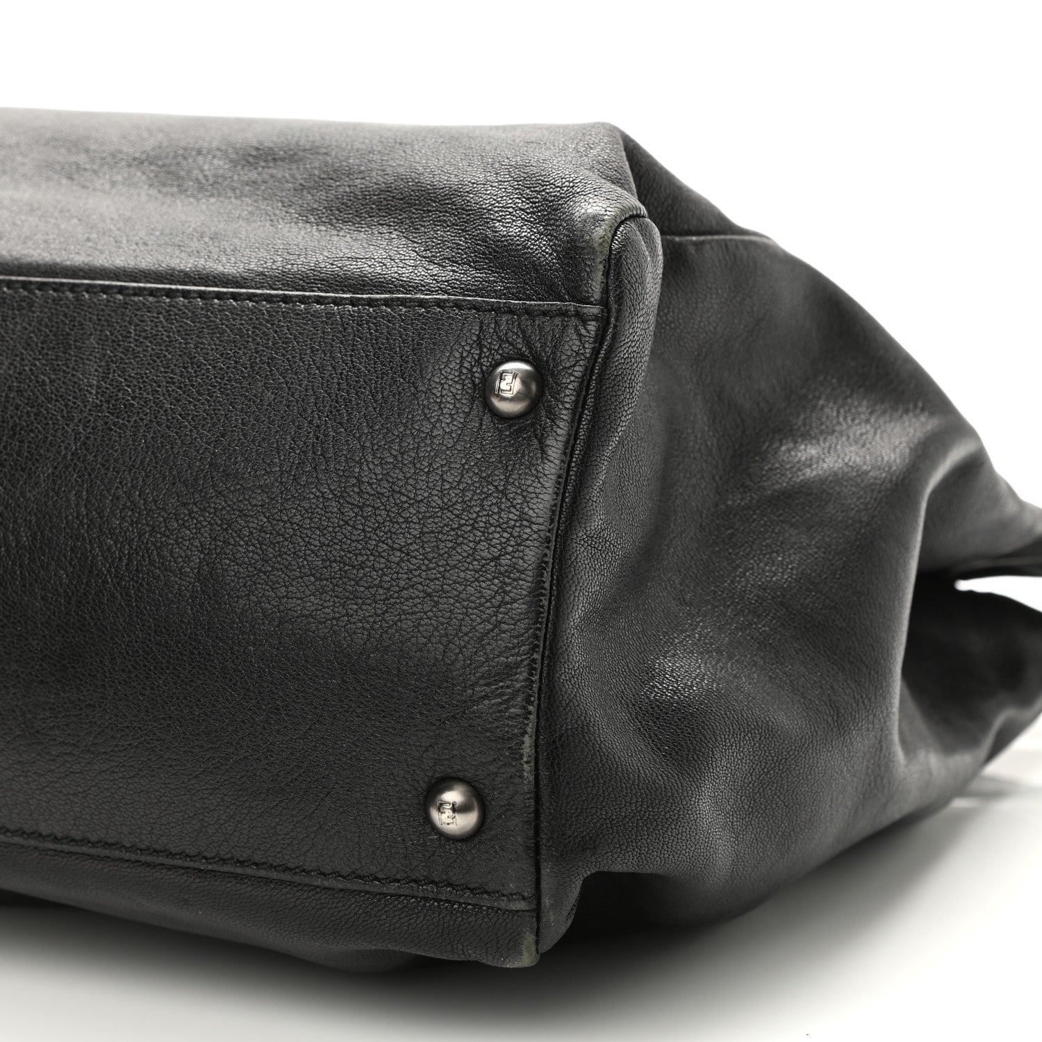 Fendi Goatskin Zucca Large Peekaboo Iconic Satchel Black Tobacco 11 of 14