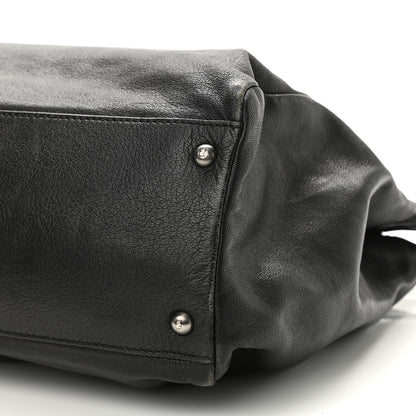 Fendi Goatskin Zucca Large Peekaboo Iconic Satchel Black Tobacco 11 of 14