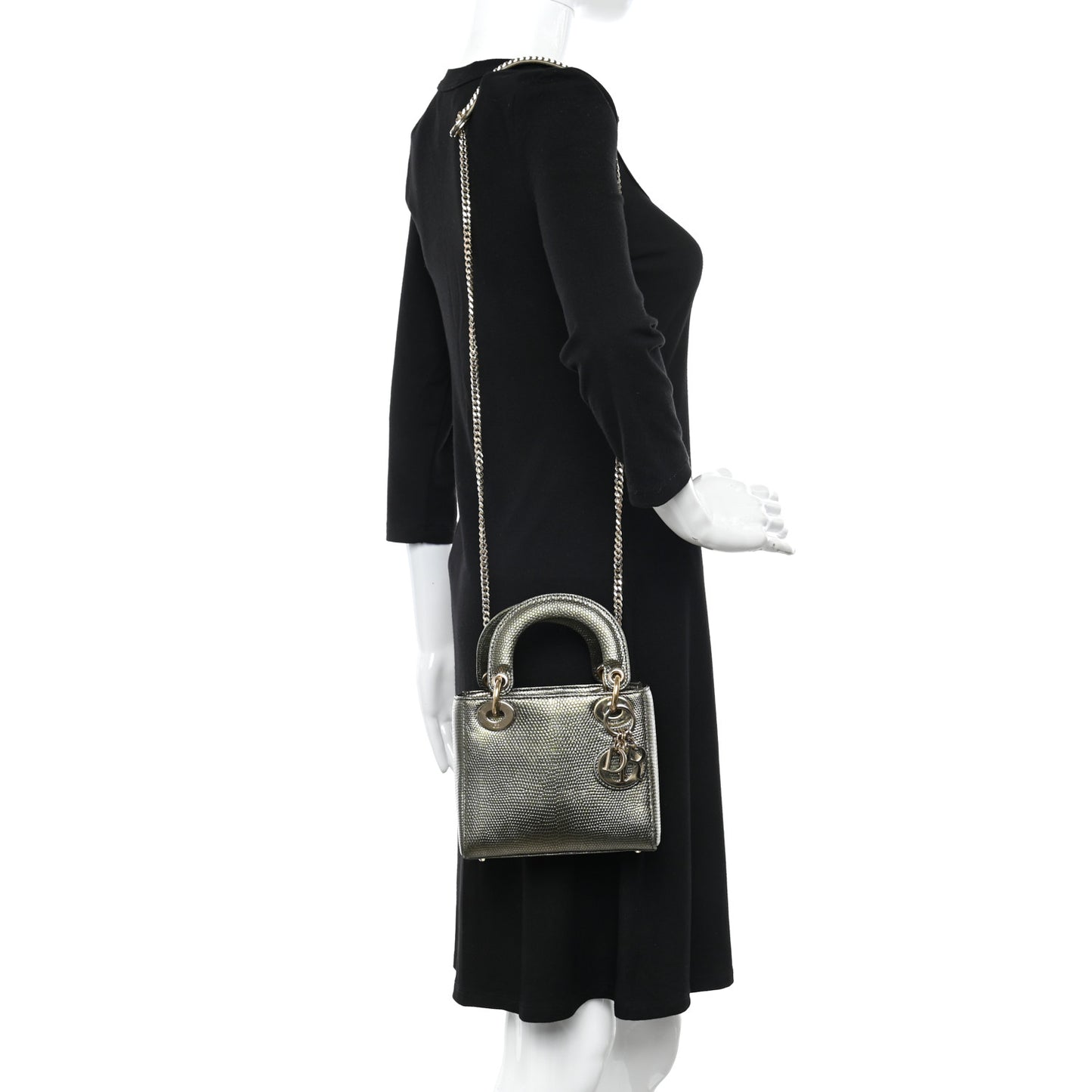 Metallic Lizard Mini Lady Dior Green