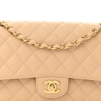 Chanel Caviar Quilted Medium Double Flap Beige 8 of 10