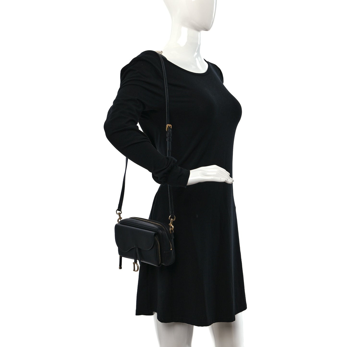 Goatskin Double Saddle Pouch Black