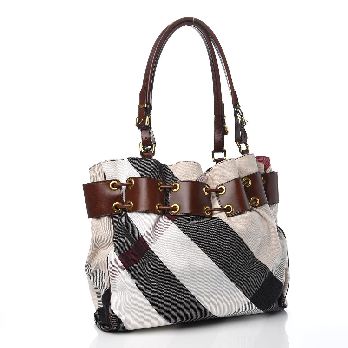 Canvas Mega Nova Check Large Warrior Tote Pale Beige