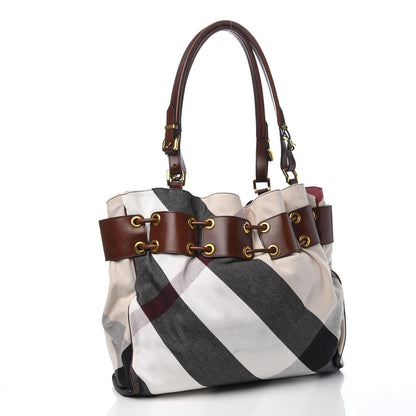 Burberry Canvas Mega Nova Check Large Warrior Tote Pale Beige 3 of 10