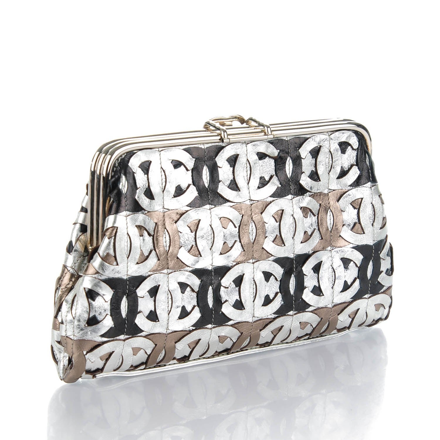 Chanel Crackled Calfskin CC Mix Frame Clutch Bronze 3 of 8