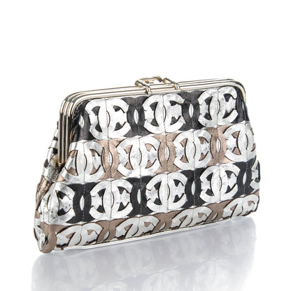 Chanel Crackled Calfskin CC Mix Frame Clutch Bronze 3 of 8