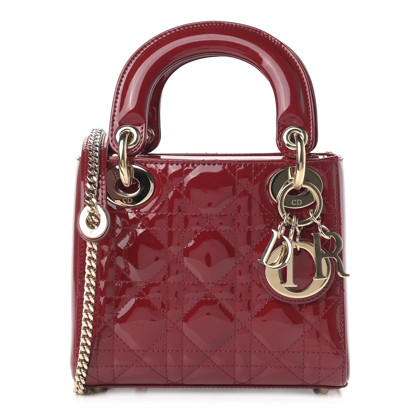 Patent Cannage Mini Lady Dior Red