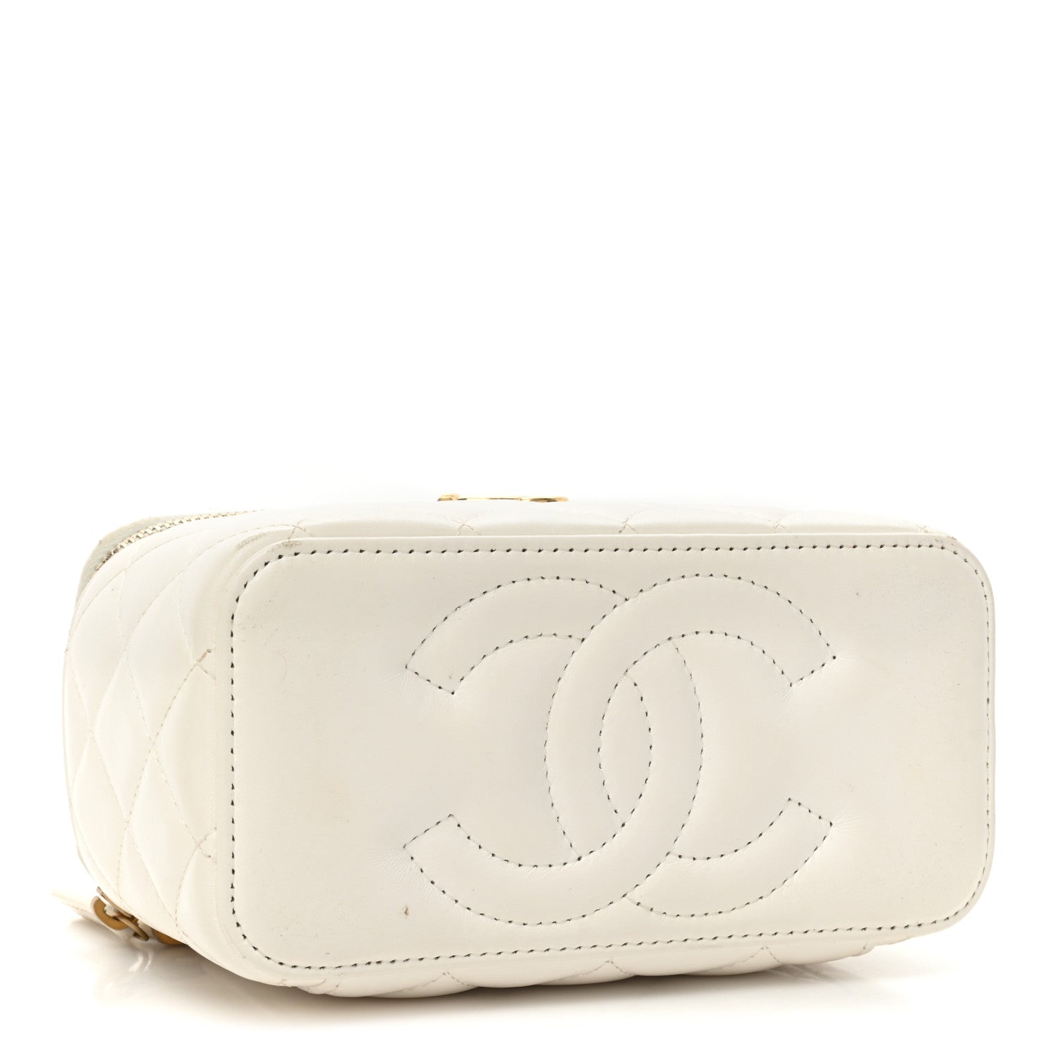 Chanel Lambskin Resin Quilted Vanity Case With Chain White 4 of 19