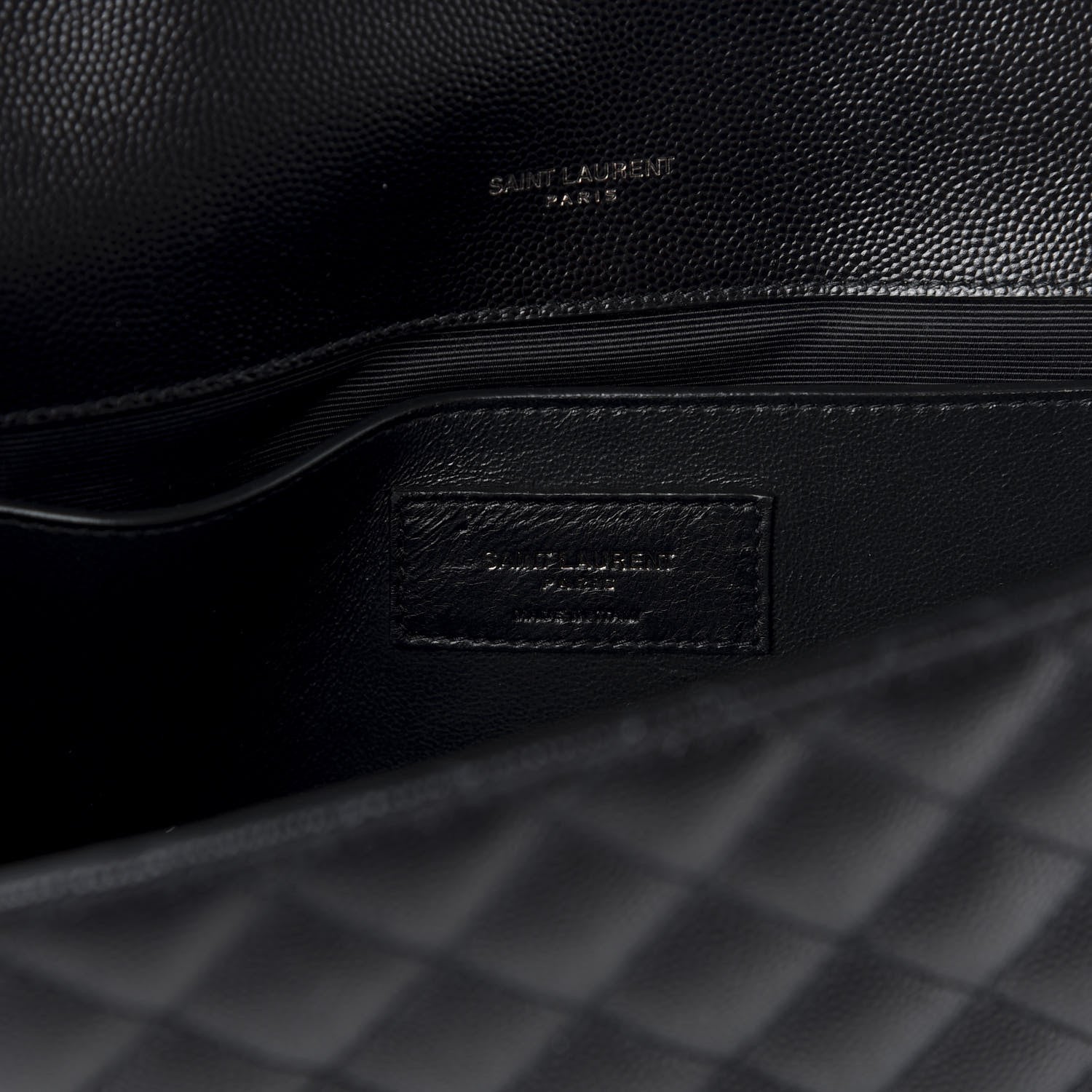 Saint Laurent Grain De Poudre Textured Mixed Matelasse Triquilt Medium Monogram Satchel Black 6 of 10