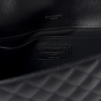 Saint Laurent Grain De Poudre Textured Mixed Matelasse Triquilt Medium Monogram Satchel Black 6 of 10