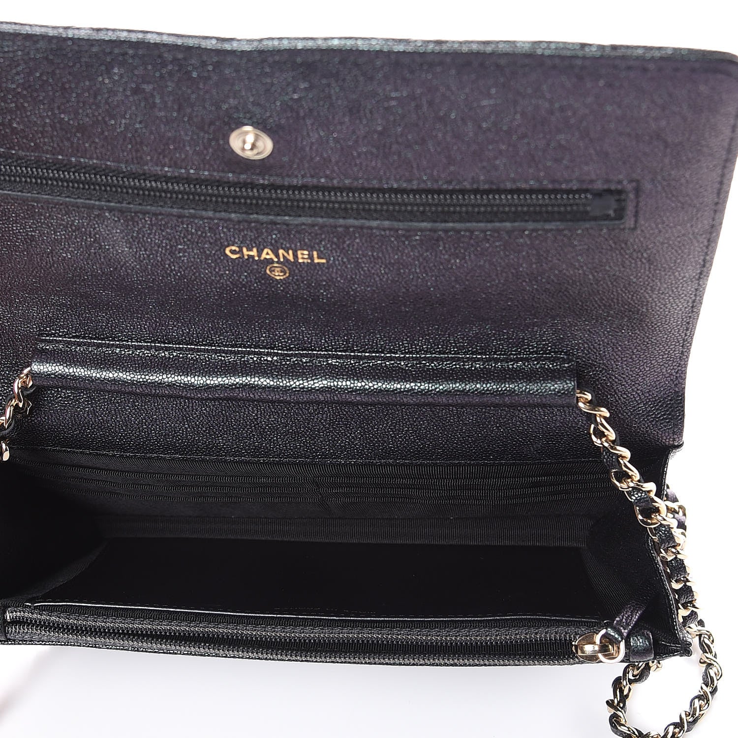 Chanel Iridescent Caviar Quilted Wallet On Chain WOC Black 7 of 11