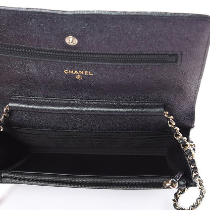 Chanel Iridescent Caviar Quilted Wallet On Chain WOC Black 7 of 11