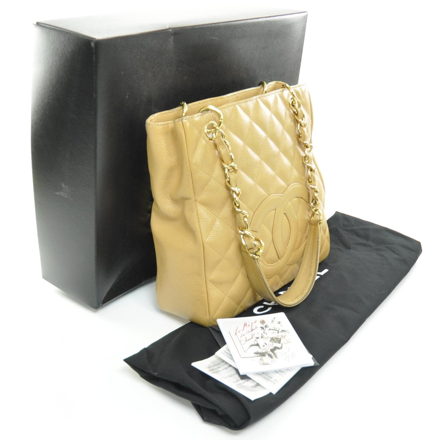 Caviar Petit Shopping Tote PST Beige