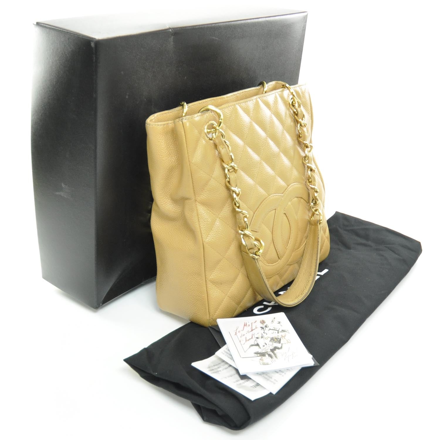 Chanel Caviar Petit Shopping Tote PST Beige 3 of 10