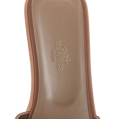 Hermes Box Calfskin Oran Sandals 38 Gold 7 of 9