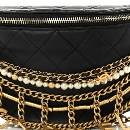 Chanel Lambskin Quilted All About Chains Waist Belt Bag Black 8 of 10