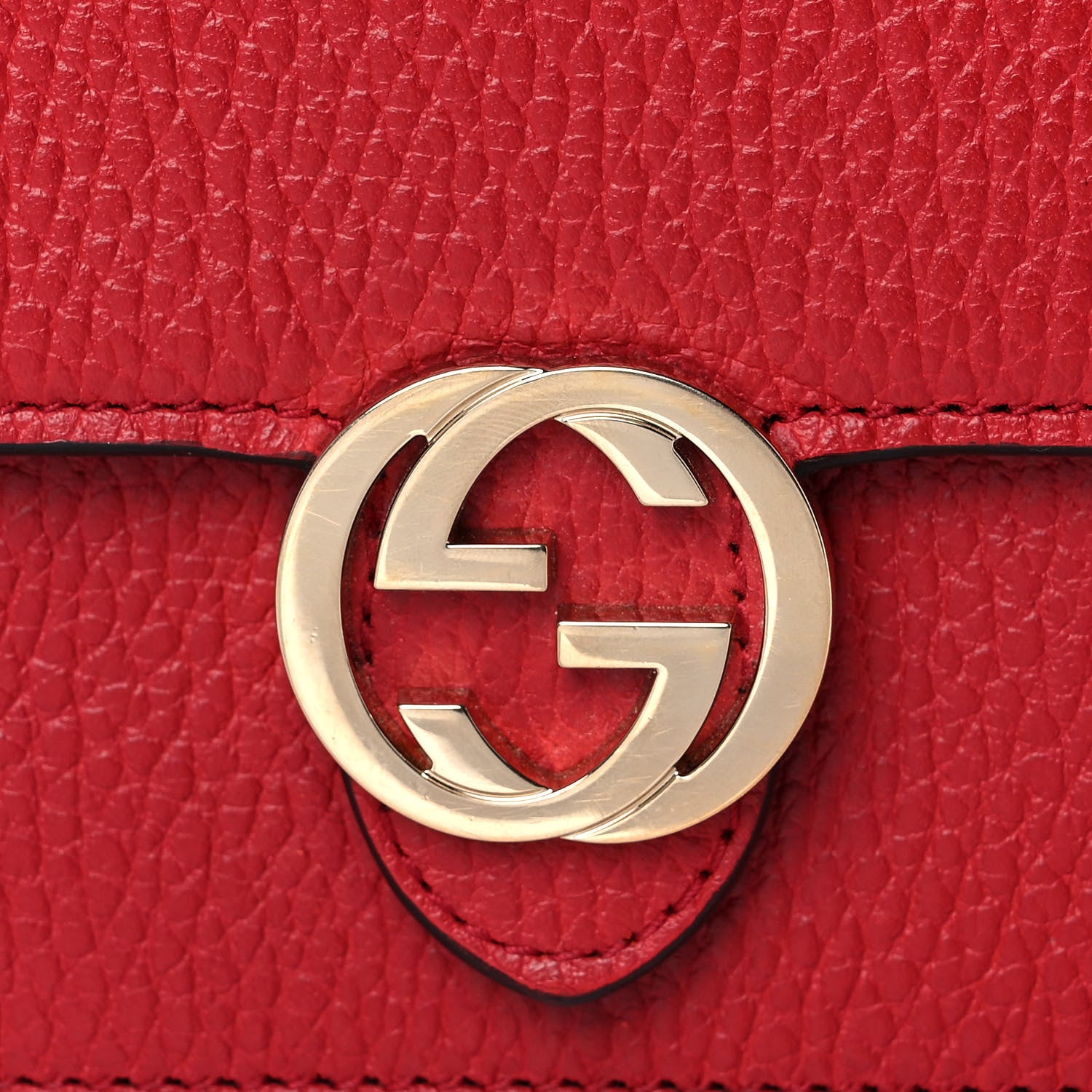 Gucci Dollar Calfskin Interlocking G Chain Wallet Red 7 of 12
