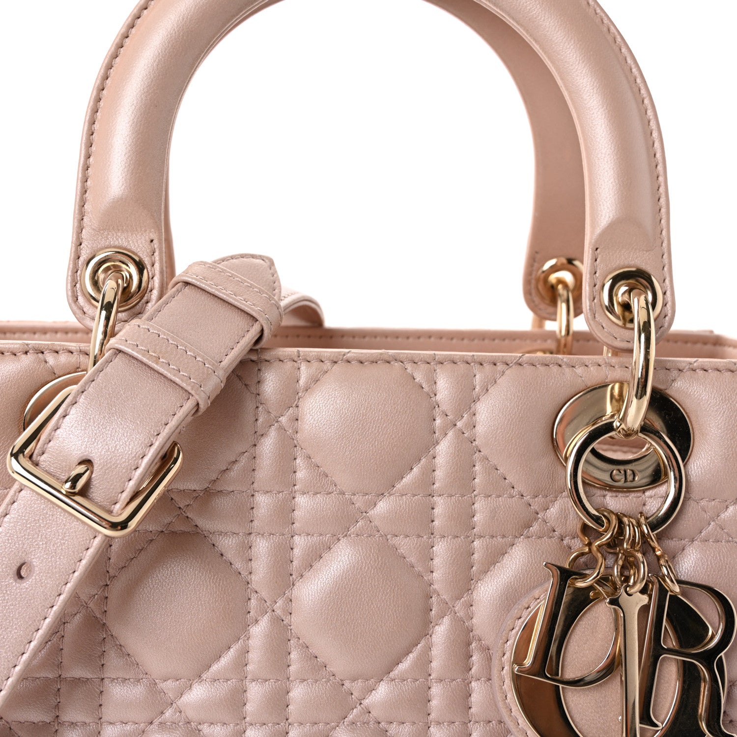 Christian Dior Pearly Lambskin Cannage Medium Lady Dior Lotus 8 of 10