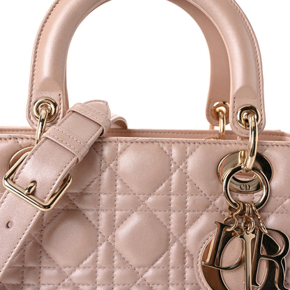 Christian Dior Pearly Lambskin Cannage Medium Lady Dior Lotus 8 of 10