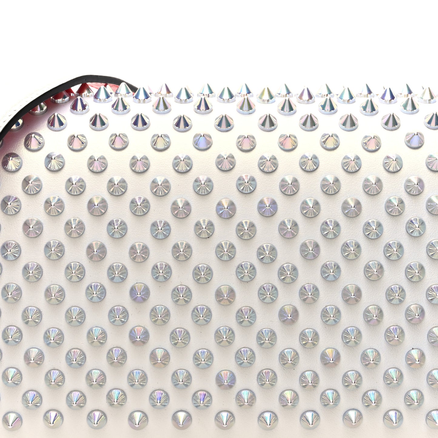 Metallic Calfskin Spikes Paloma Clutch Snow Silver