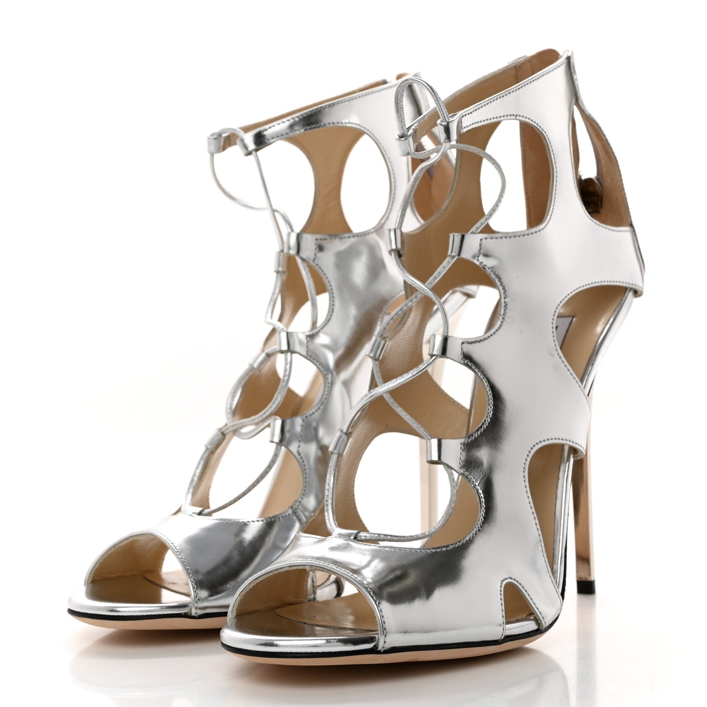 Mirror Calfskin Diffuse Pumps 38.5 Silver