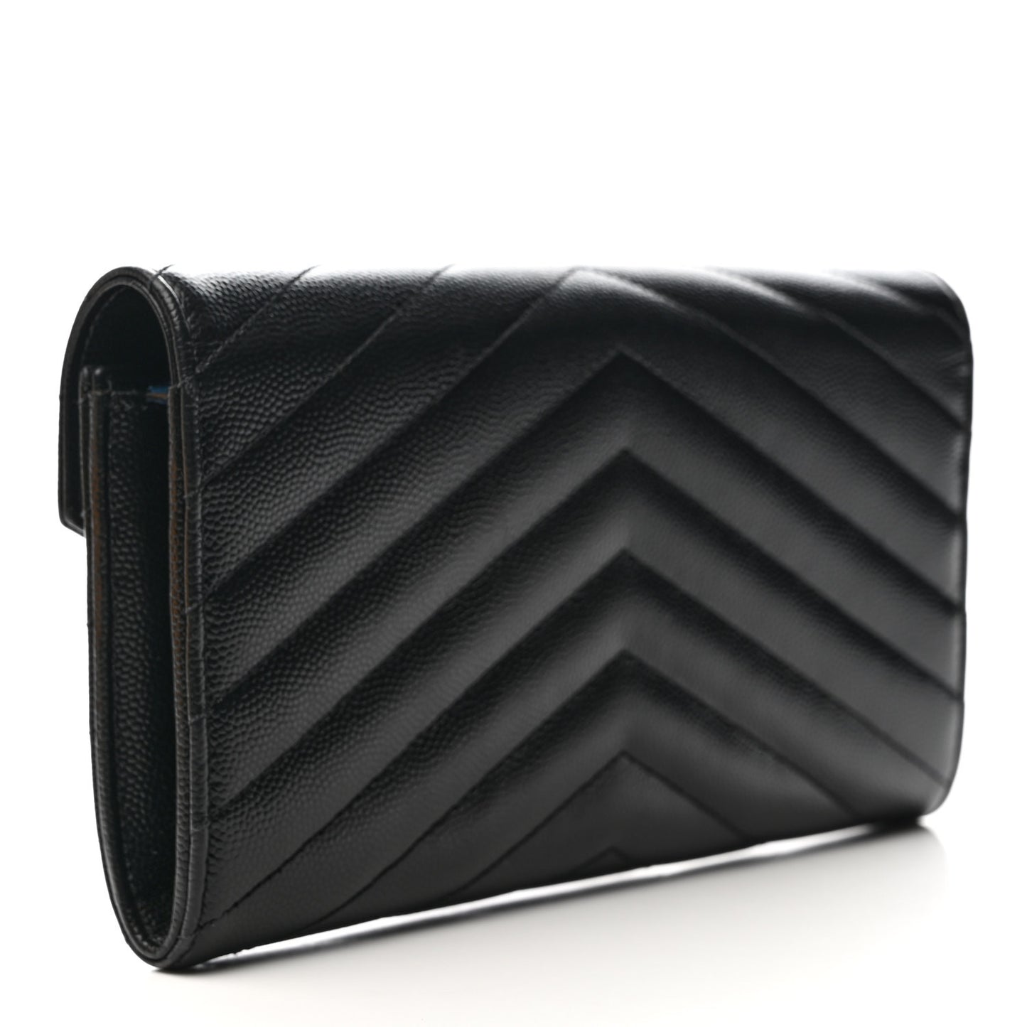 Grain De Poudre Matelasse Chevron Monogram Flap Wallet Black
