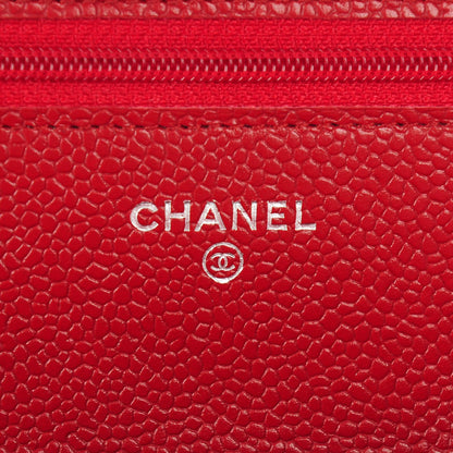 Chanel Caviar Quilted Wallet on Chain WOC Red 6 of 8
