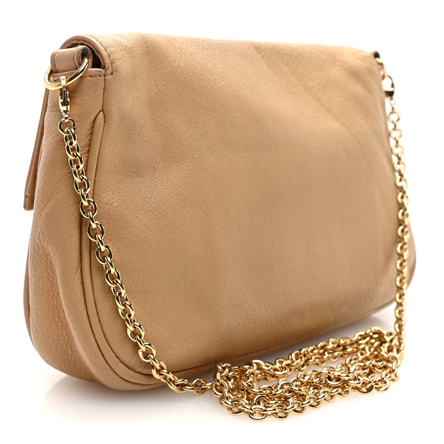 Fendi Vitello Flamingo Enamel Fendista Pouchette Crossbody Beige 3 of 10