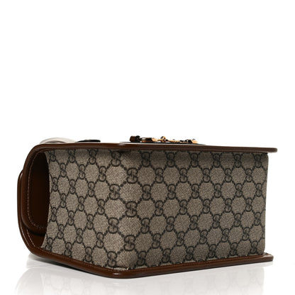 Gucci GG Supreme Monogram Azalea Calfskin Mini Horsebit 1955 Foldover Top Handle Bag Beige Ebony Brown Sugar 5 of 13