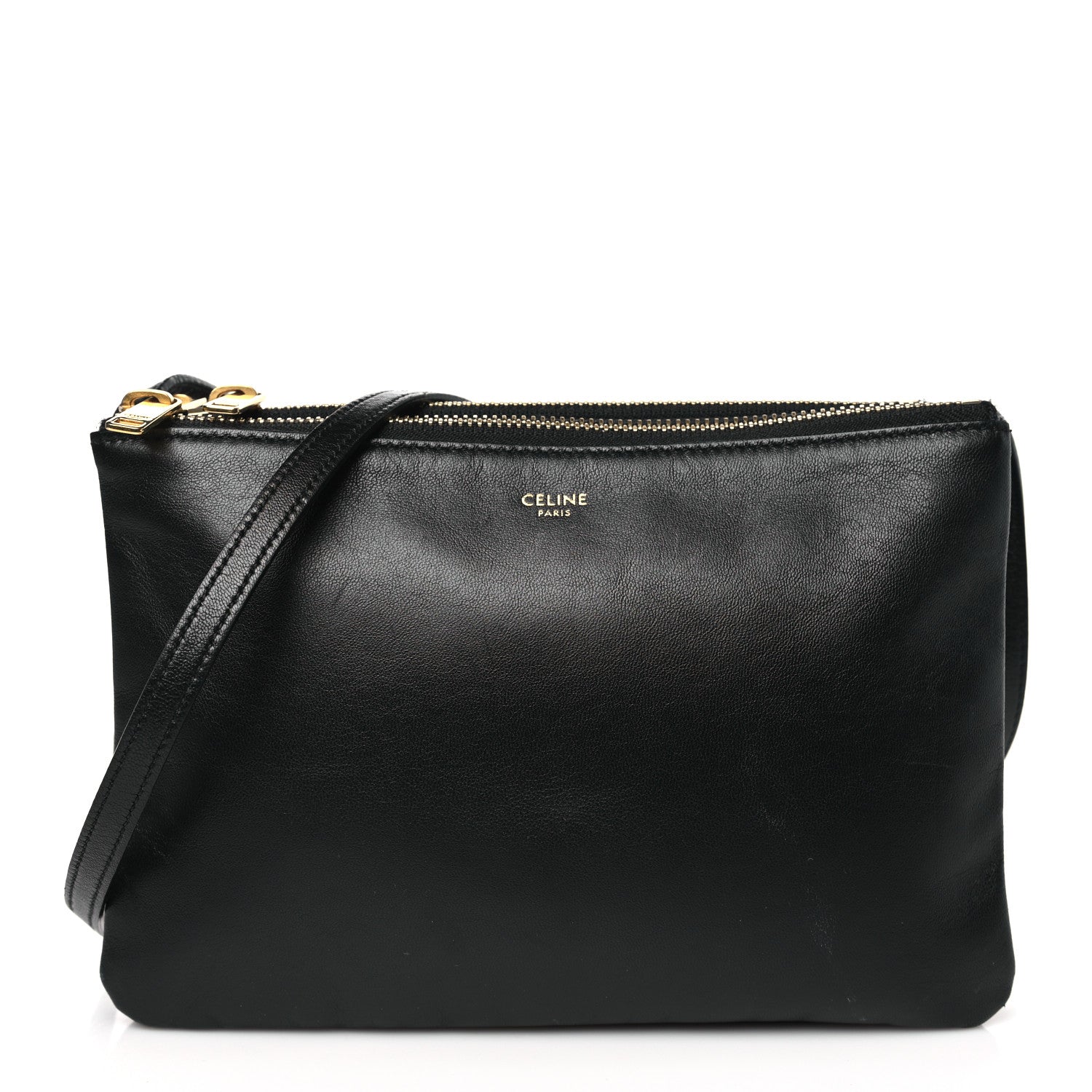 Celine Lambskin Small Trio Crossbody Bag Black 1 of 14