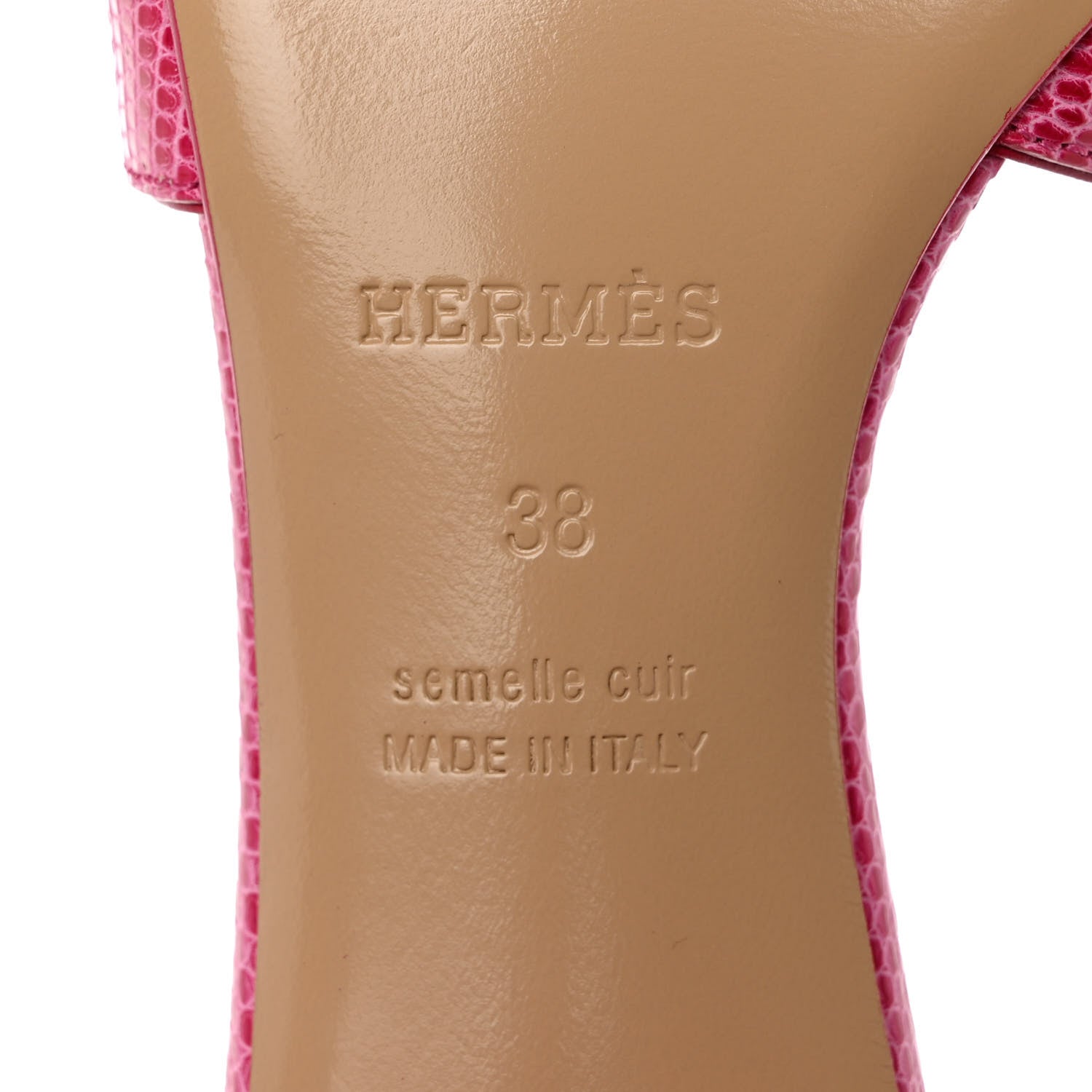 Hermes Lizard Oasis Sandals 38 Rose Fuchsia 8 of 9