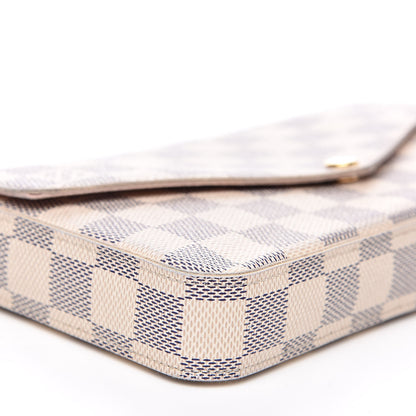 Louis Vuitton Damier Azur Pochette Felicie Chain Wallet Rose Ballerine 8 of 16
