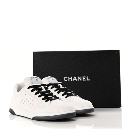 Chanel Calfskin Mens Logo Sneakers 42 Black White 9 of 9