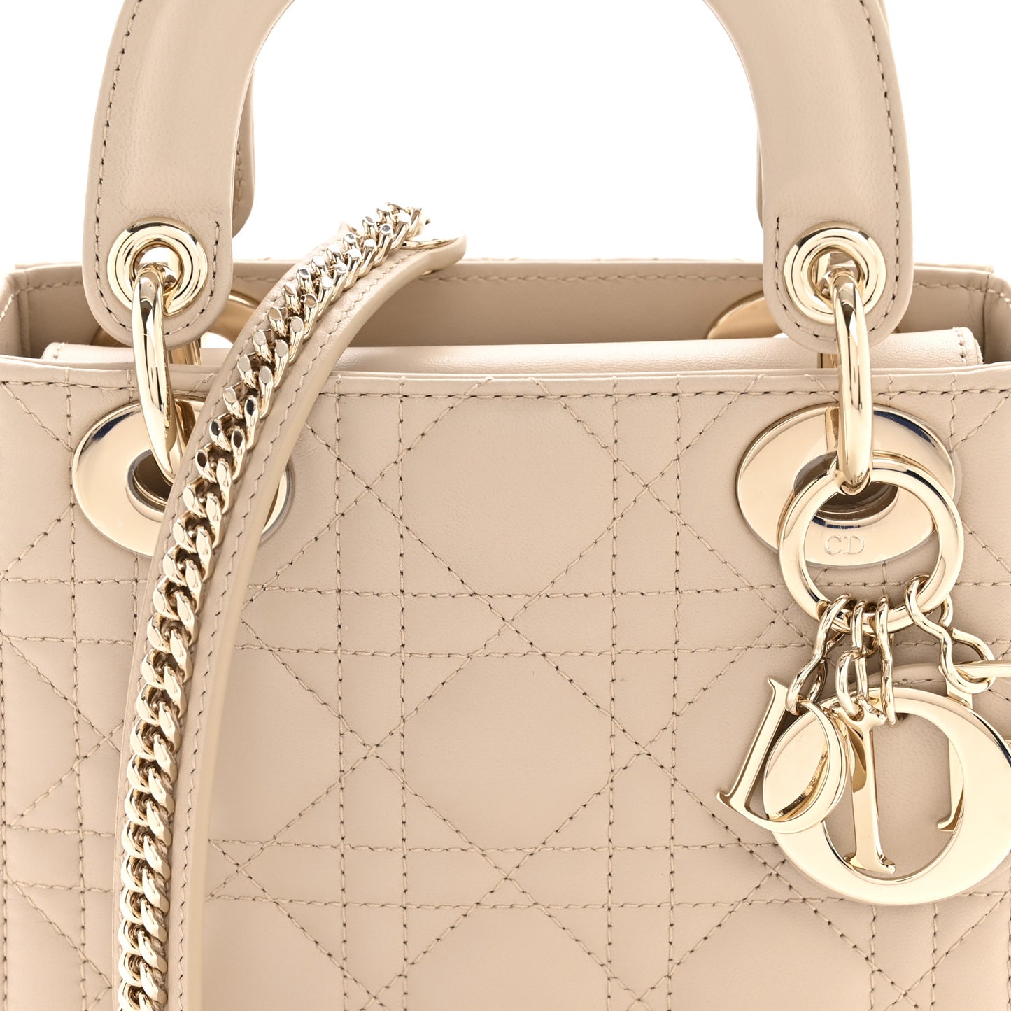 Lambskin Cannage Mini Lady Dior Sand