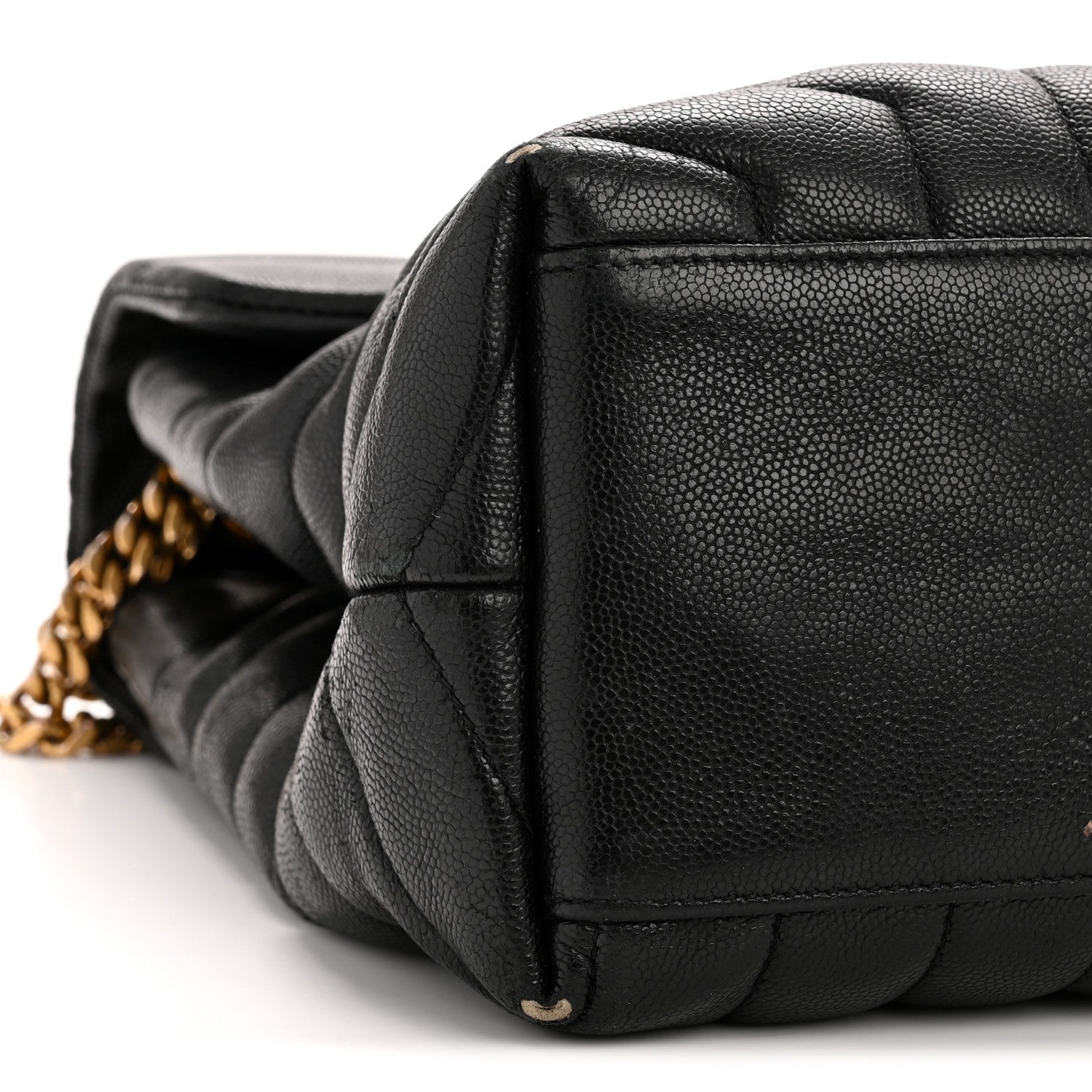 Saint Laurent Grain de Poudre Calfskin Y Quilted Monogram Medium Loulou Chain Satchel Black 9 of 14