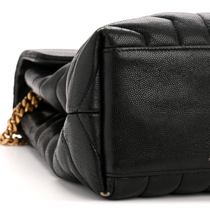 Saint Laurent Grain de Poudre Calfskin Y Quilted Monogram Medium Loulou Chain Satchel Black 9 of 14