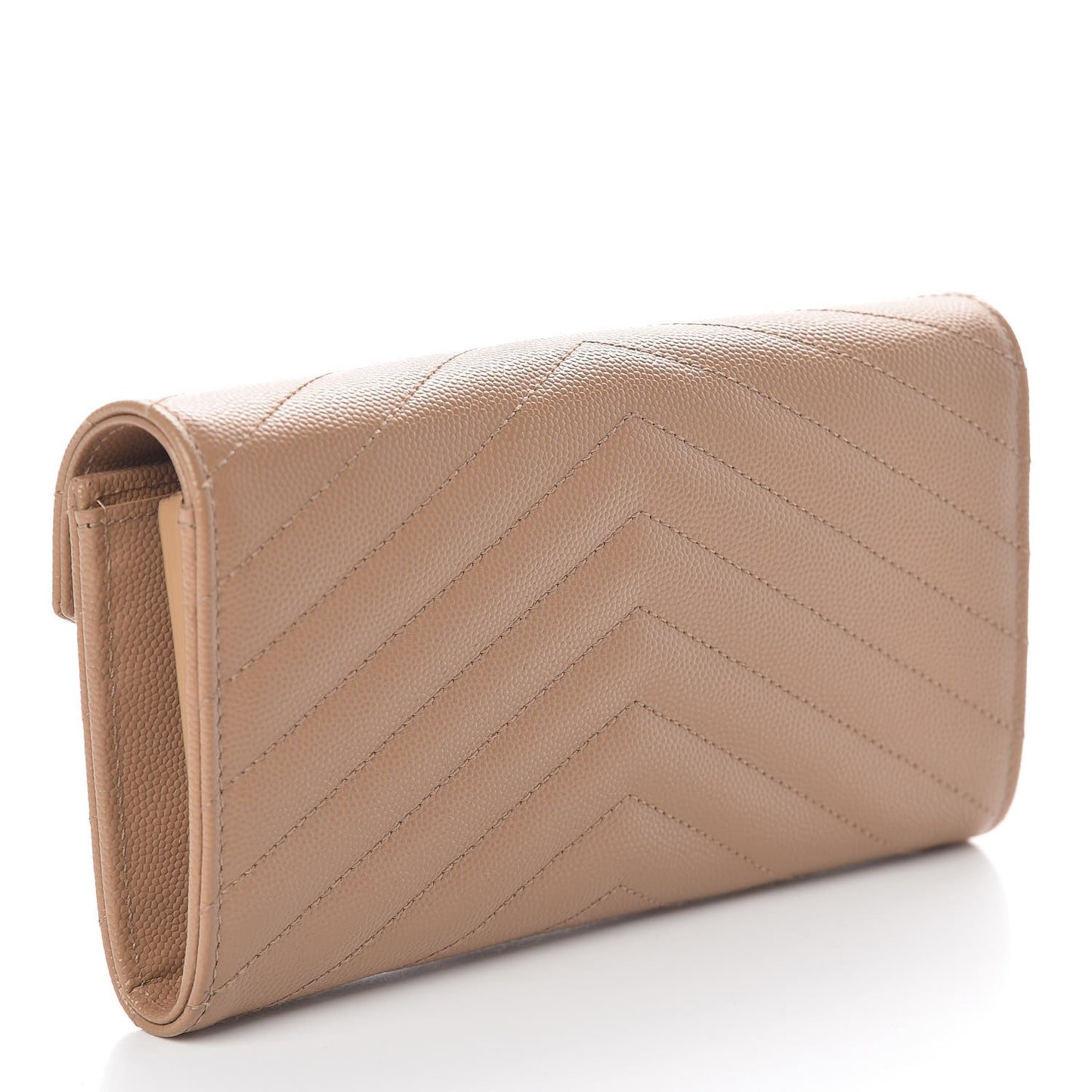 Grain De Poudre Matelasse Chevron Monogram Flap Wallet Dark Latte
