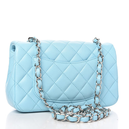 Chanel Lambskin Quilted Mini Rectangular Flap Neon Blue 3 of 11
