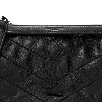 Saint Laurent Crinkled Lambskin Matelasse Monogram Baby Niki Chain Satchel Black 8 of 12