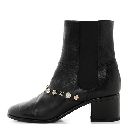 Chanel Tumbled Calfskin Short Boots 38.5 Black 1 of 12