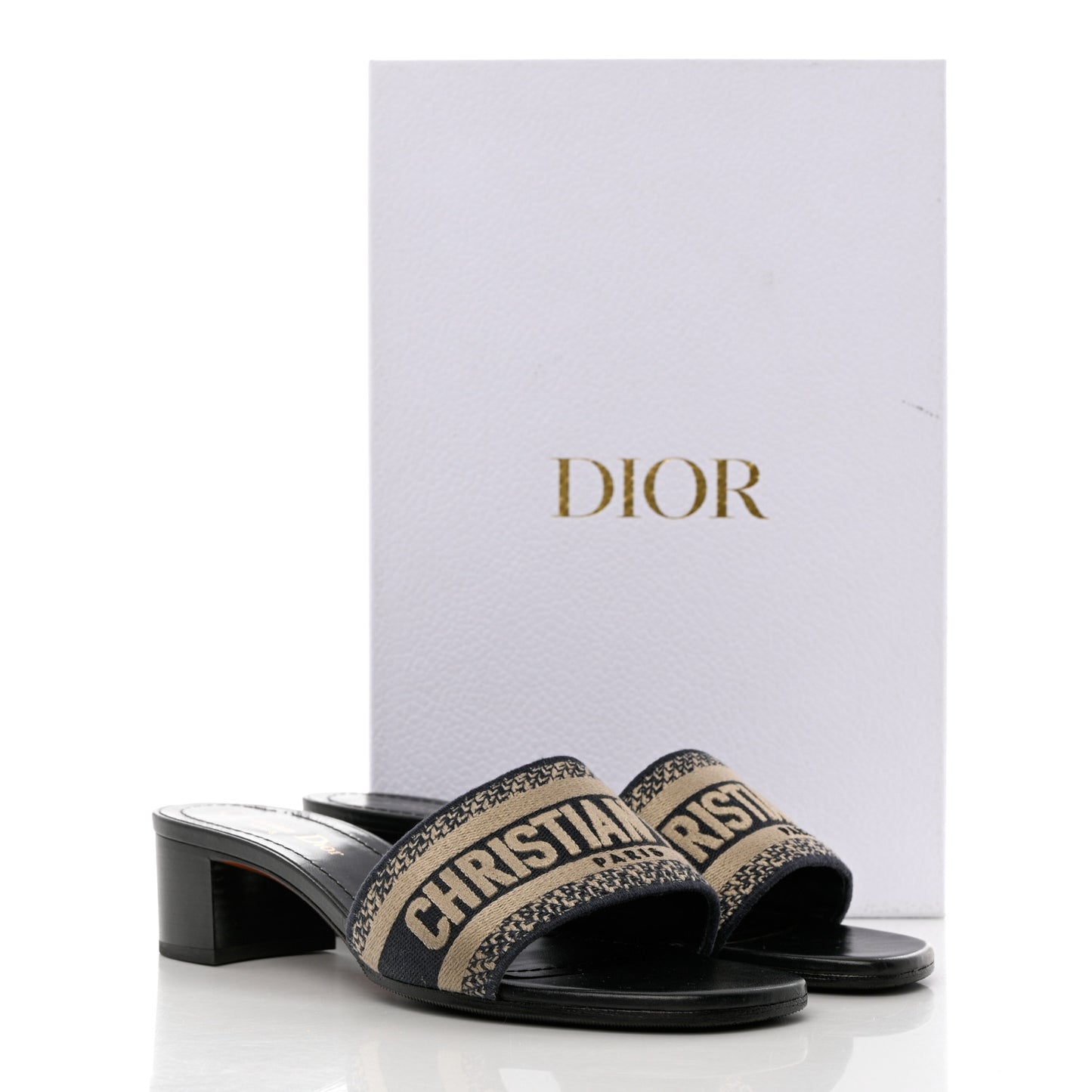 Cotton Embroidered Dway 40mm Slide Sandals 37 Deep Blue