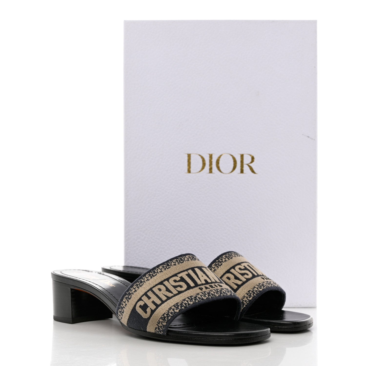 Christian Dior Cotton Embroidered Dway 40mm Slide Sandals 37 Deep Blue 11 of 11