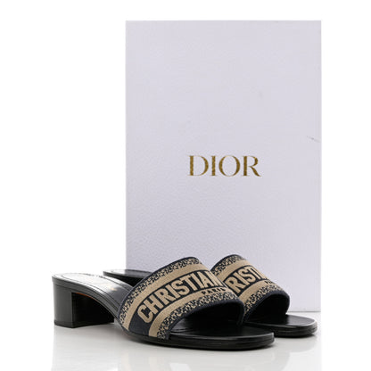 Christian Dior Cotton Embroidered Dway 40mm Slide Sandals 37 Deep Blue 11 of 11