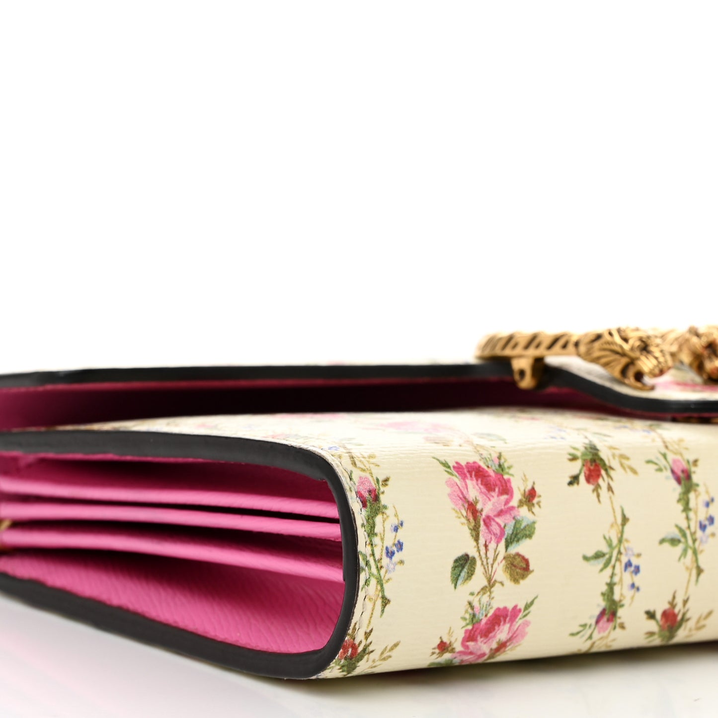 Calfskin Floral Print Mini Dionysus Chain Wallet Ivory Pink