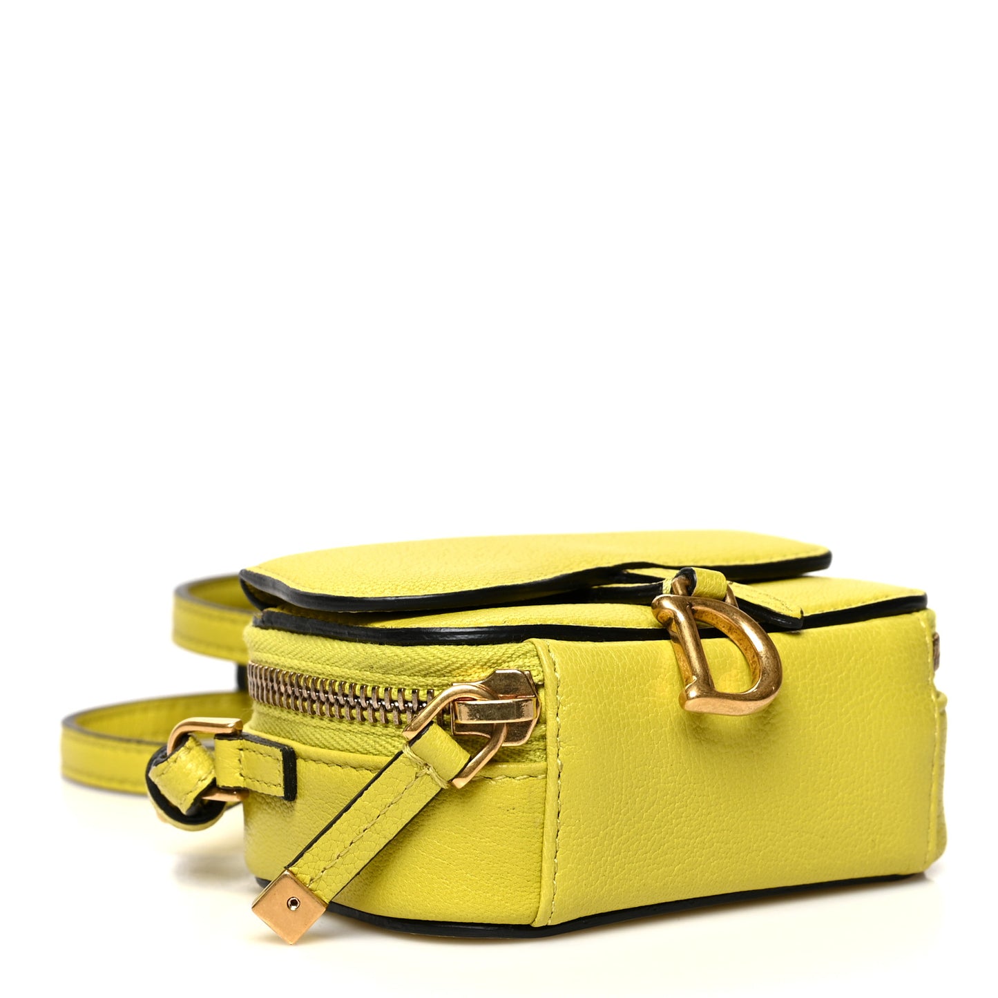 Goatskin Mini Saddle Shoulder Strap Pouch Lime