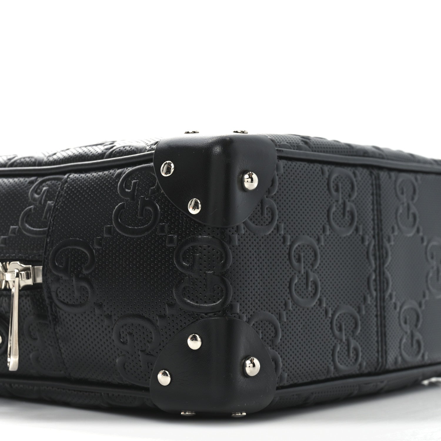 Gucci Calfskin GG Tennis Embossed Square Messenger Bag Black 9 of 10
