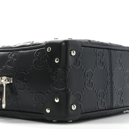 Gucci Calfskin GG Tennis Embossed Square Messenger Bag Black 9 of 10