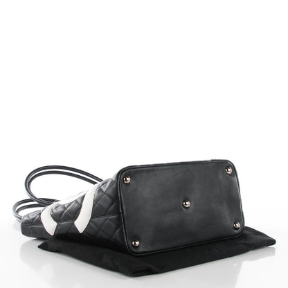 Chanel Calfskin Quilted Large Cambon Tote Black White 4 of 7
