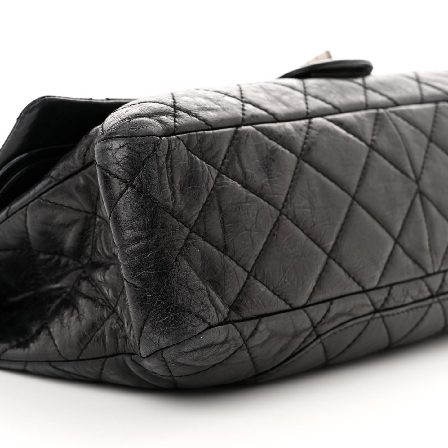 Metallic Aged Calfskin Quilted 2.55 Reissue 228 Flap Black