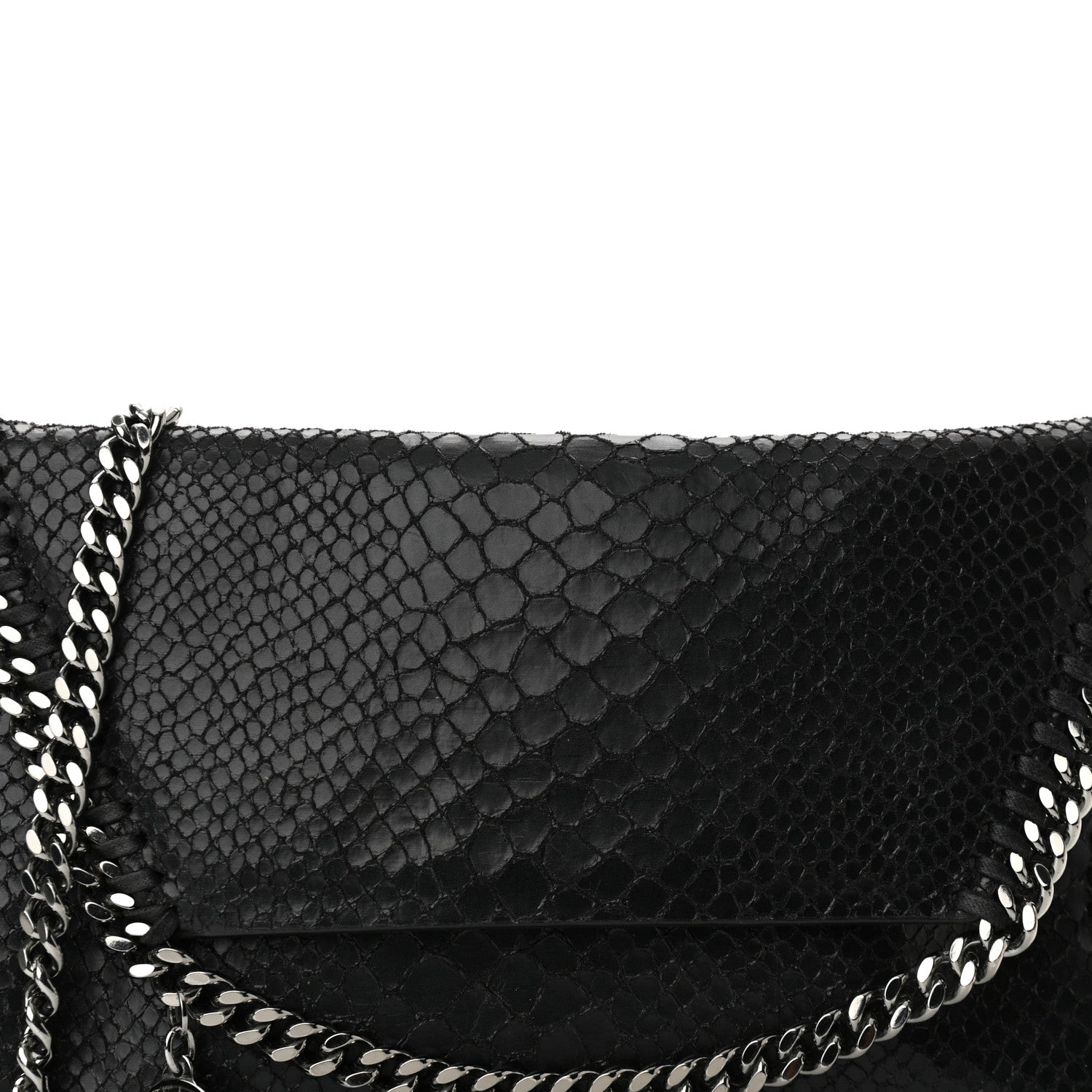 Stella McCartney Snakeskin Effect Tiny Falabella Fold Over Tote Black 9 of 9